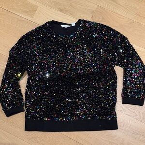 Shiraleah Black Sequin Multicolor Crewneck Top